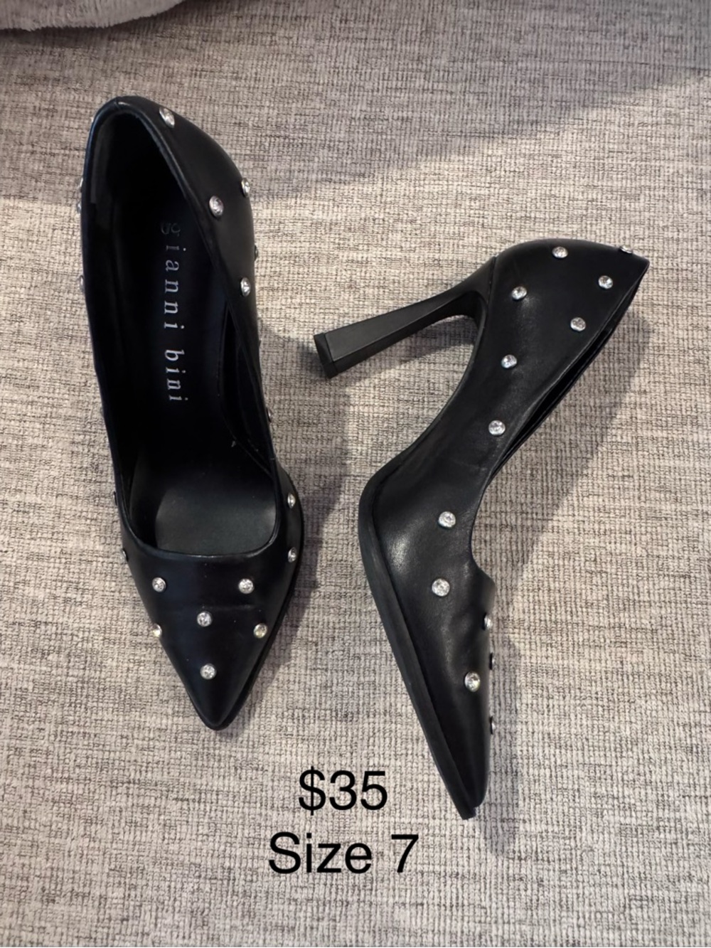 Gianni Bini Black Studded Pointed-Toe Pumps